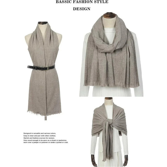 Swat Pany Scarf For Women Winter Pashmina Shawls For Women Wedding Shawls-Coffee - Picture 5 of 7